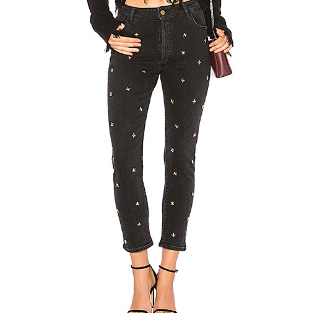 DL1961|high rise vintage slim embellishments pants